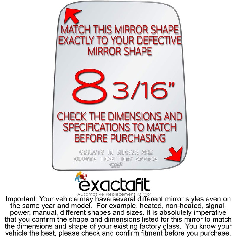 Rugged TUFF exactafit 8100R Passenger Side Mirror Glass Replacement Repair Compatible With 1987-2002 Jeep Wrangler, 1997-2002 Jeep TJ - Image 2
